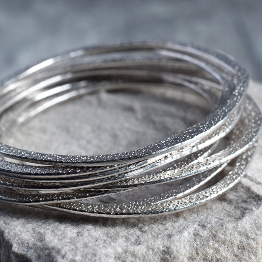 Silver Lichen Flat Bangle