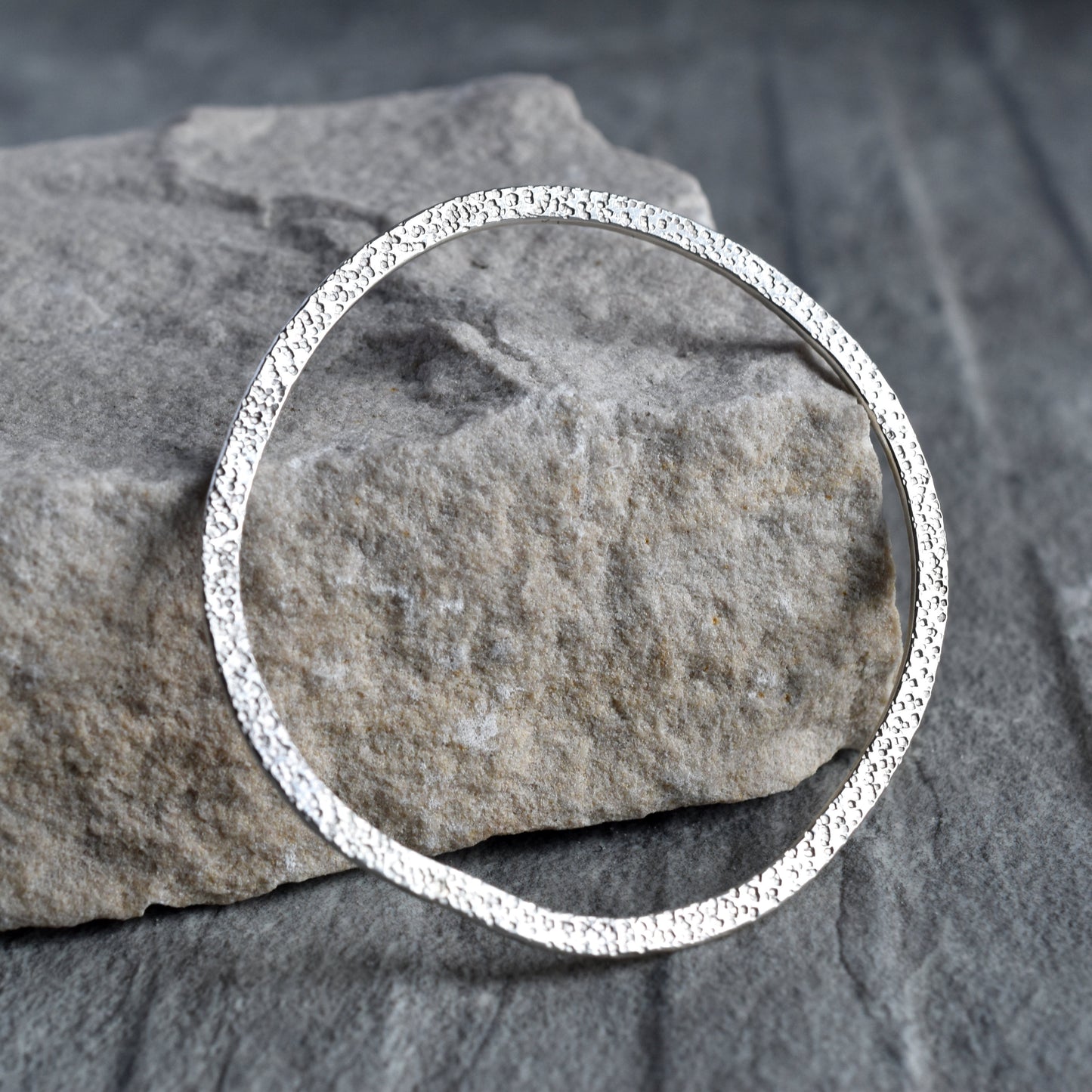 Silver Lichen Flat Bangle