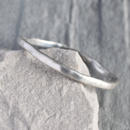 Organic Satin Finish Silver Bangle