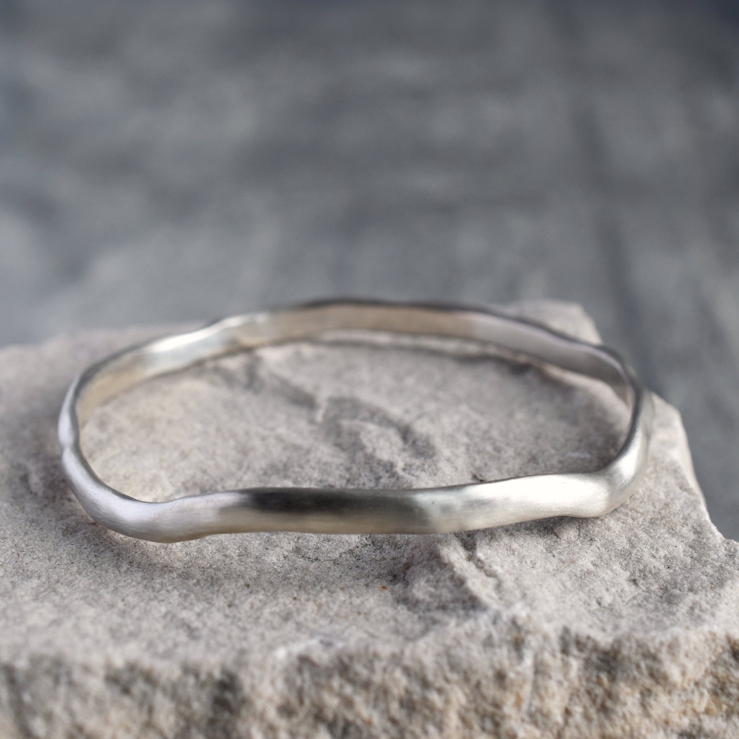 Organic Satin Finish Silver Bangle