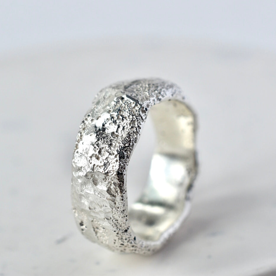 Chunky Sandcast Silver Ring UK