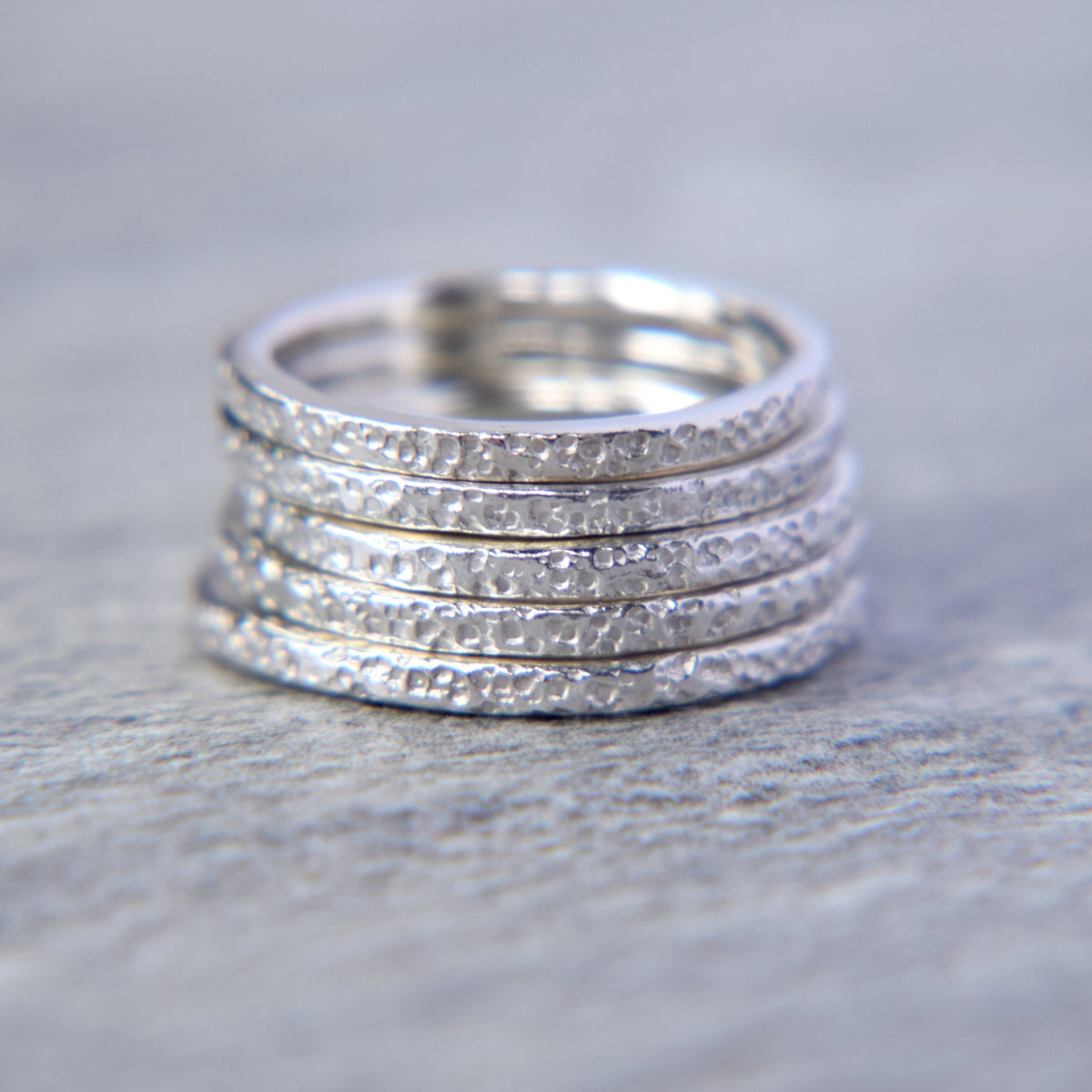 Silver Lichen Stacking Ring - Paisley Pins