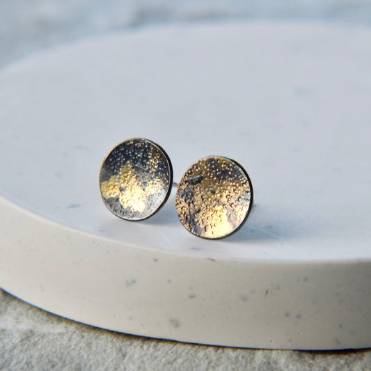Oxidised Lichen Stud Earrings - Paisley Pins