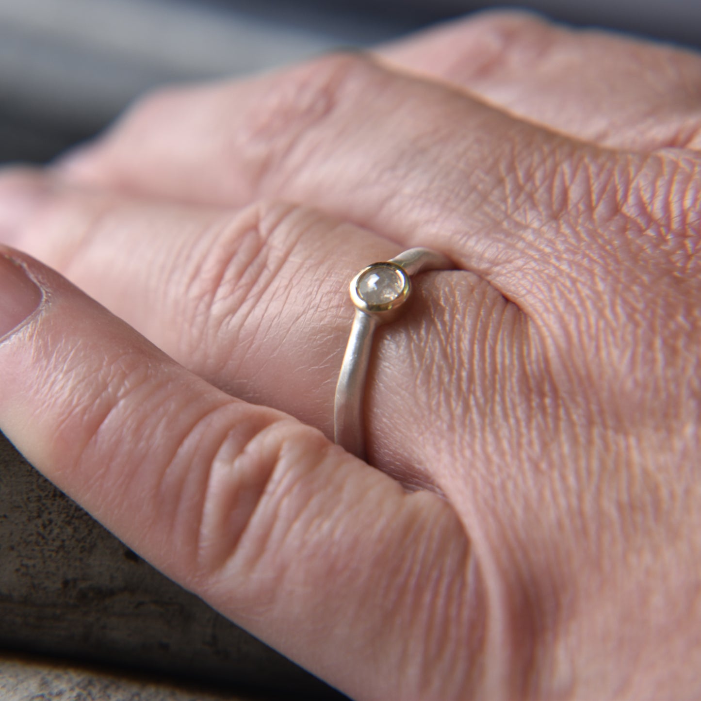 Grey Rose Cut Diamond Ring - Paisley Pins