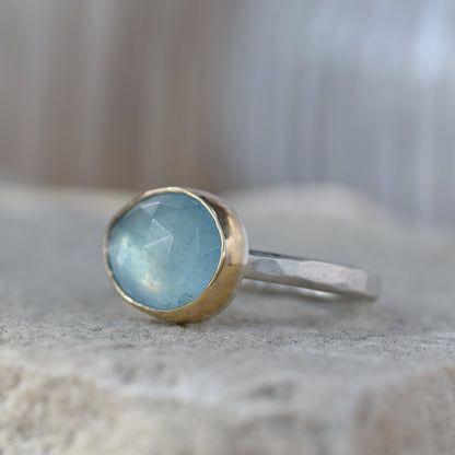 Aquamarine Gold/Silver Ring UK Size M.5