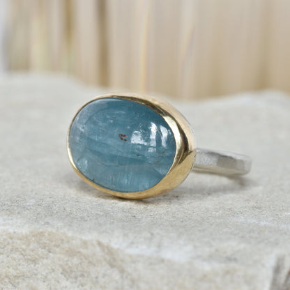 Kyanite Gold/Silver Ring UK Size N & Half