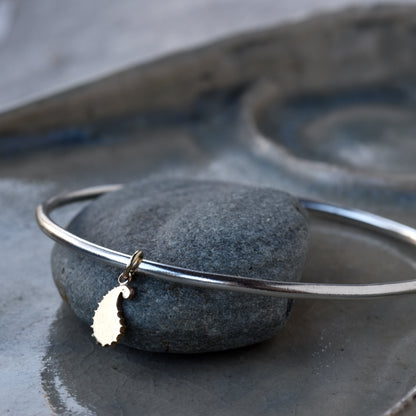 Gold Paisley Charm/Silver Bangle