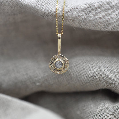 Rose Cut Grey Diamond 9ct Gold Pendant