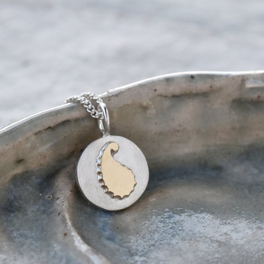 Gold and Silver Paisley Pendant