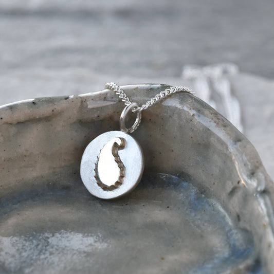 Gold and Silver Paisley Pendant