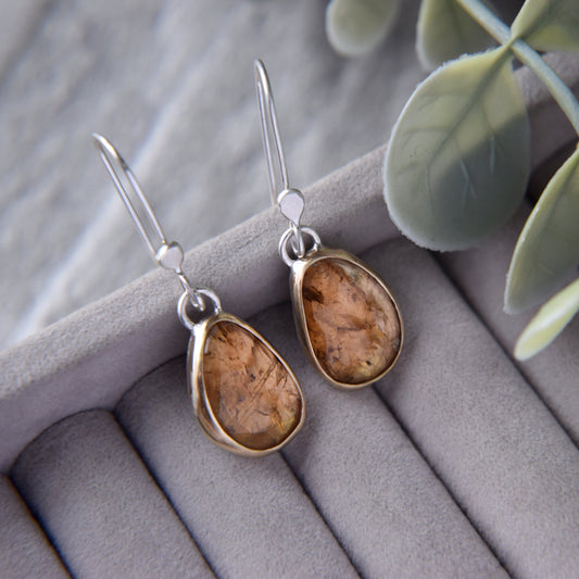 Amber Tourmaline Drop Earrings - Paisley Pins