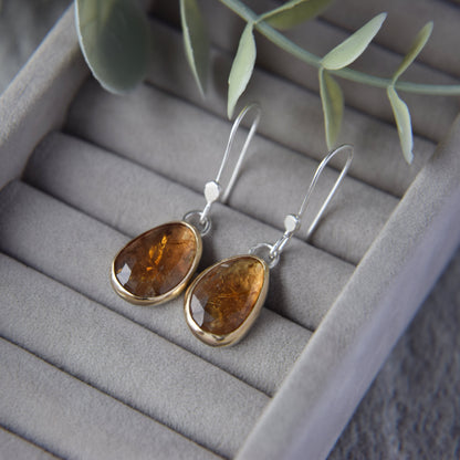 Amber Tourmaline Drop Earrings - Paisley Pins