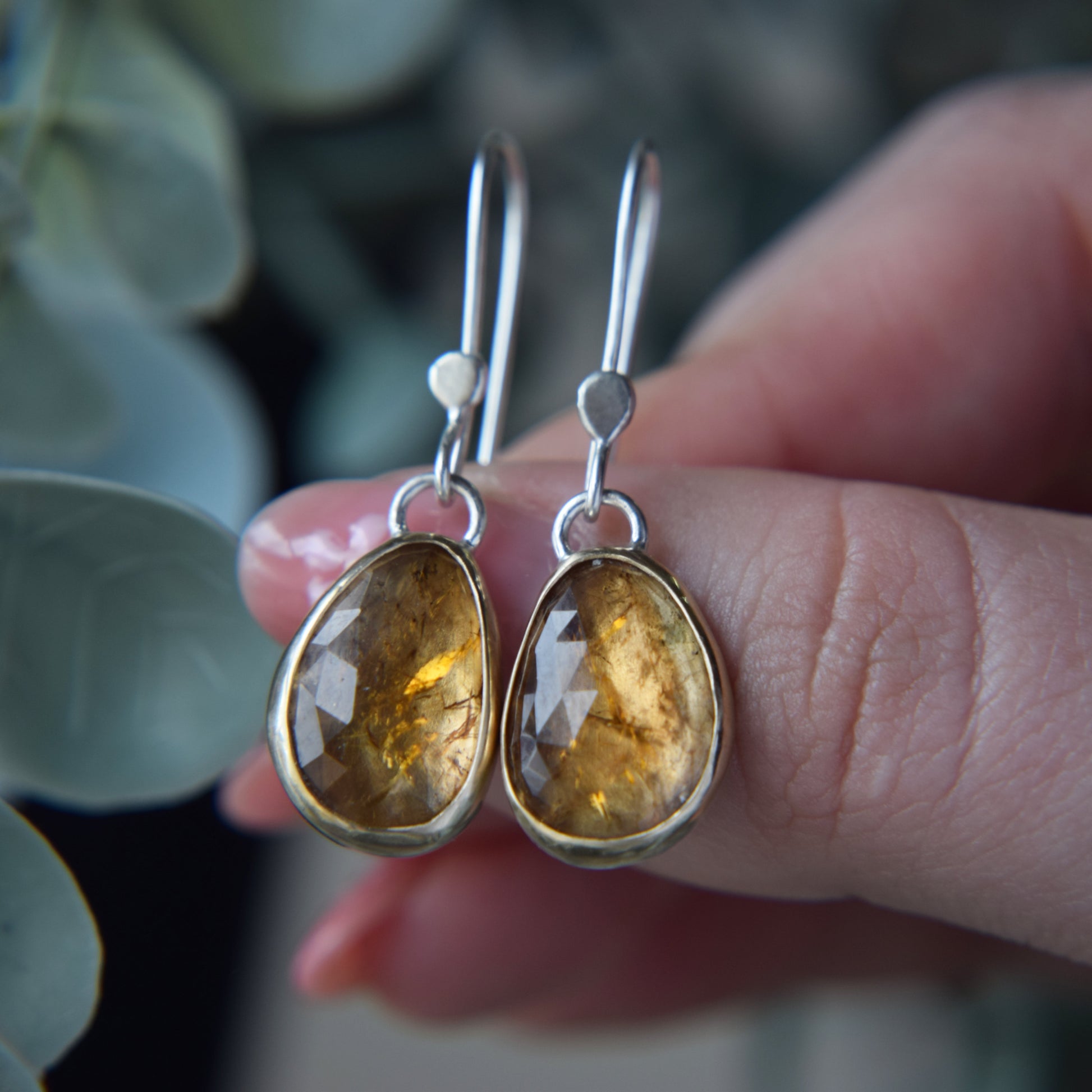 Amber Tourmaline Drop Earrings - Paisley Pins