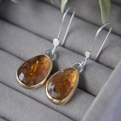 Amber Tourmaline Drop Earrings - Paisley Pins