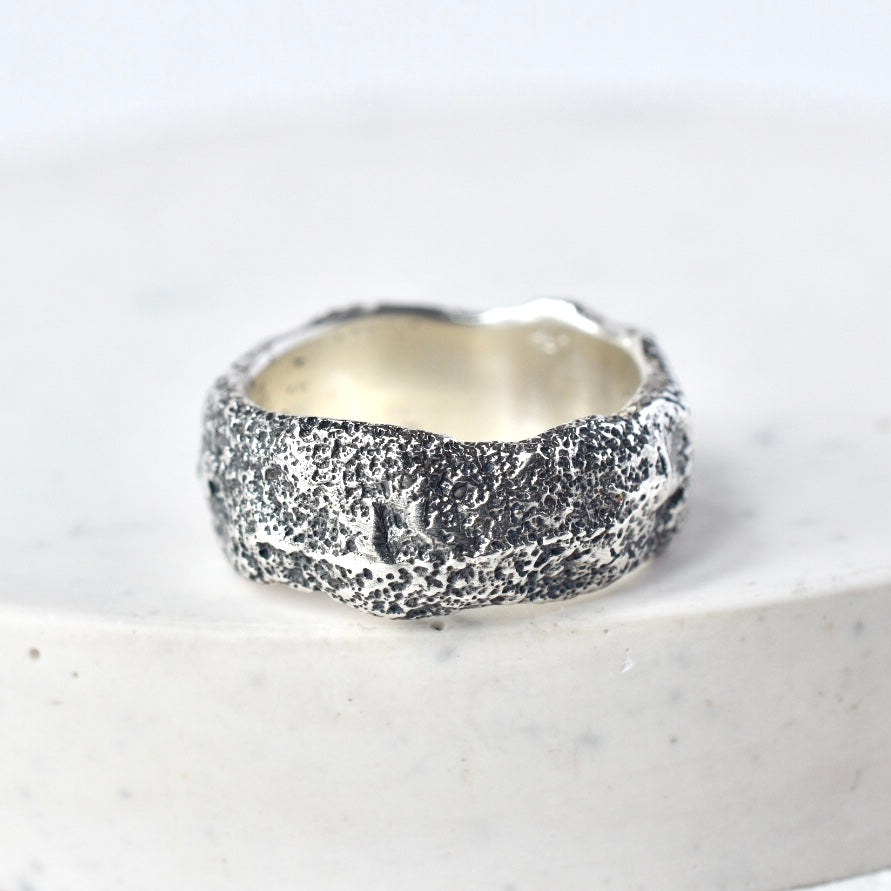 Chunky Sandcast Silver Ring - Paisley Pins