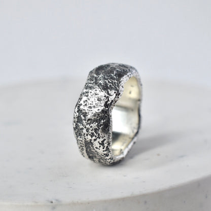 Chunky Sandcast Silver Ring - Paisley Pins