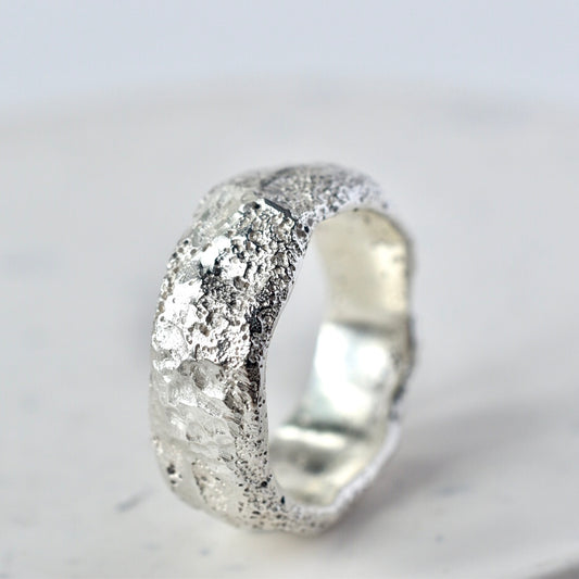 Chunky Sandcast Silver Ring - Paisley Pins