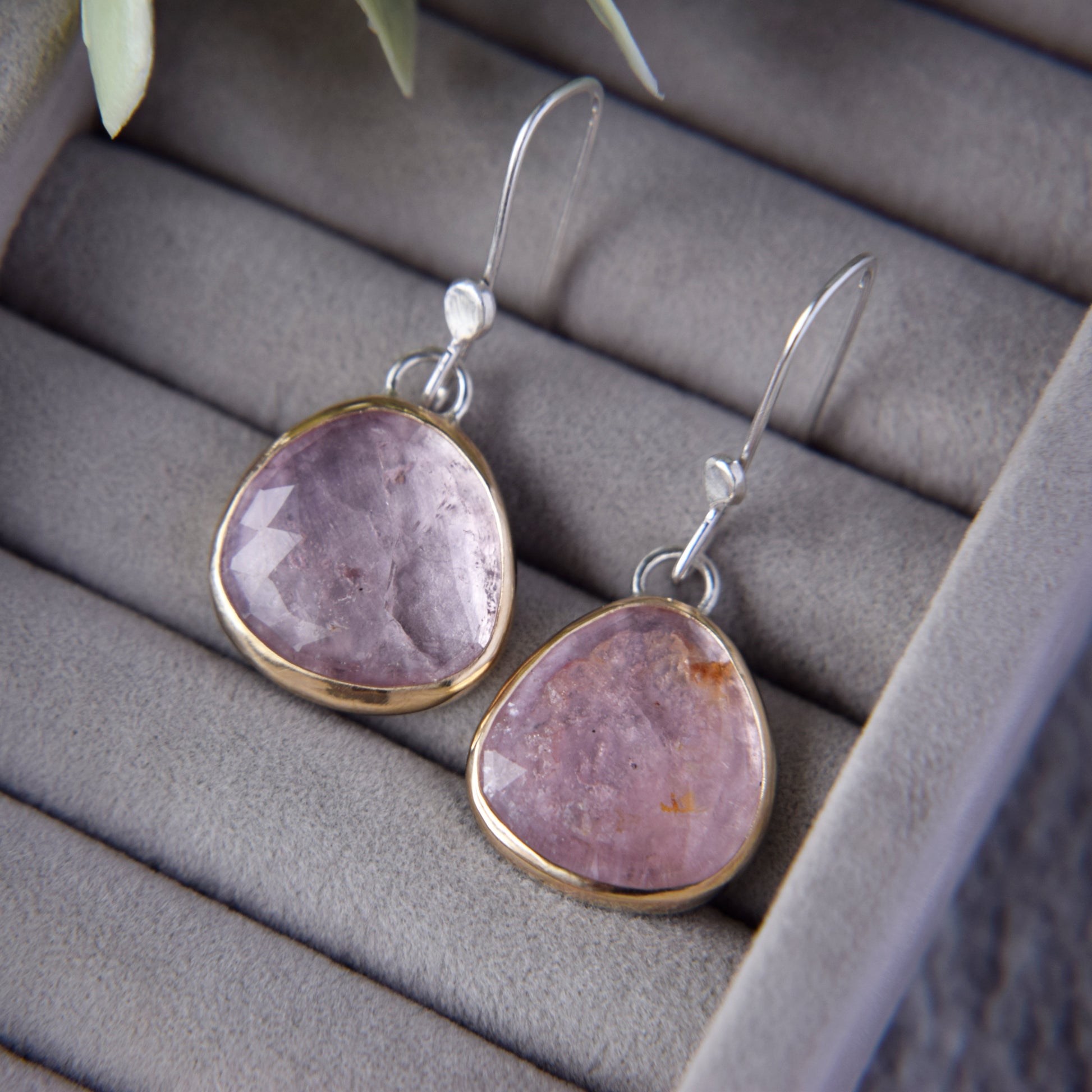 Pink Tourmaline Drop Earrings - Paisley Pins