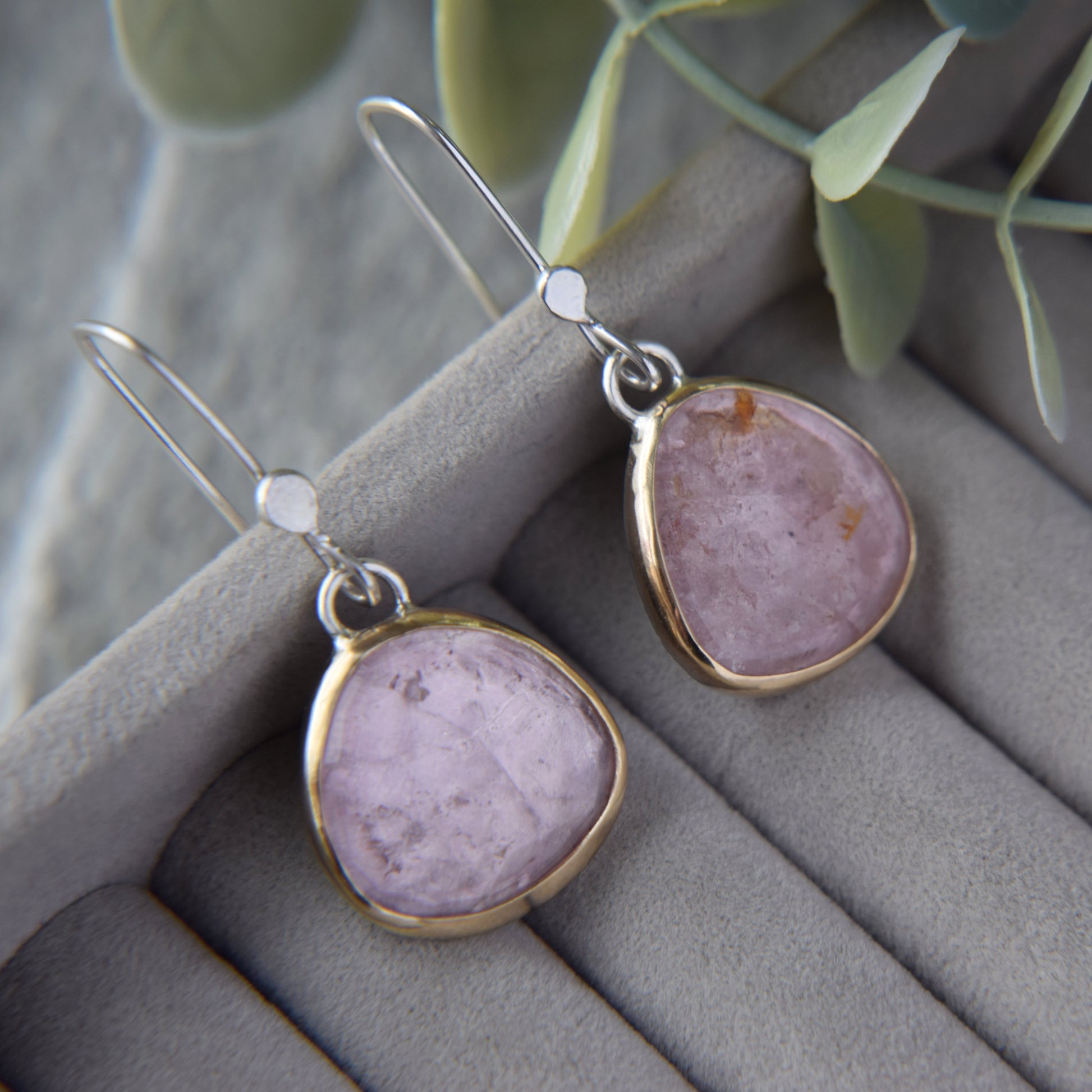 Pink Tourmaline Drop Earrings - Paisley Pins