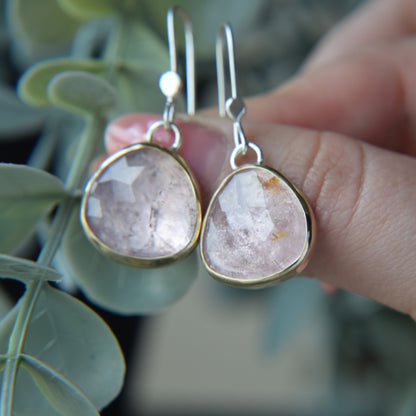 Pink Tourmaline Drop Earrings - Paisley Pins