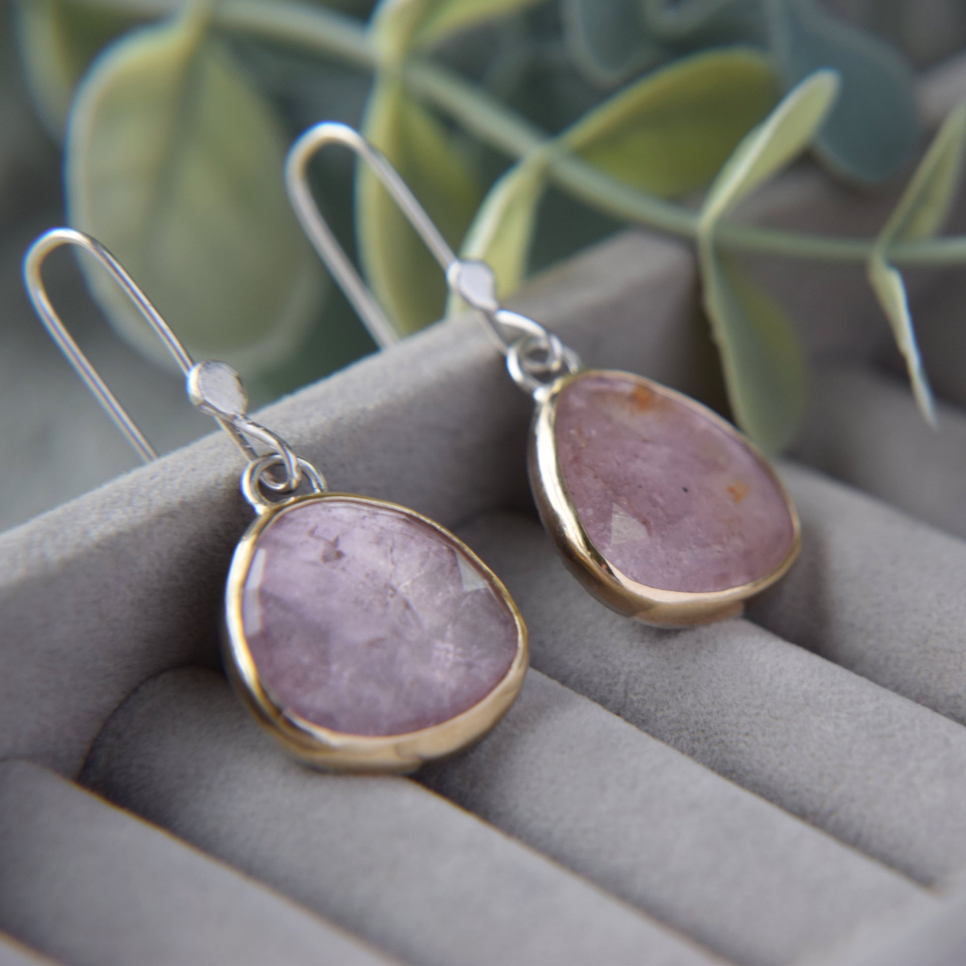 Pink Tourmaline Drop Earrings - Paisley Pins