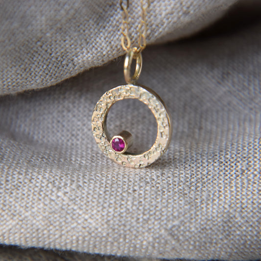 Gold & Ruby Pendant - Paisley Pins