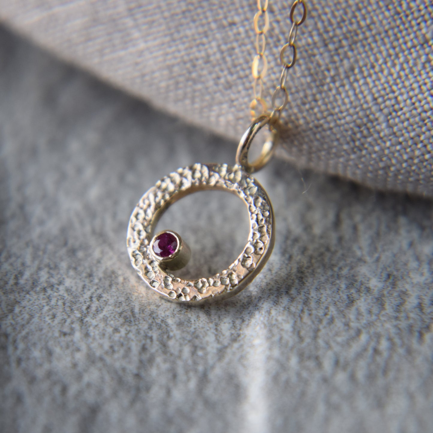 Gold & Ruby Pendant - Paisley Pins