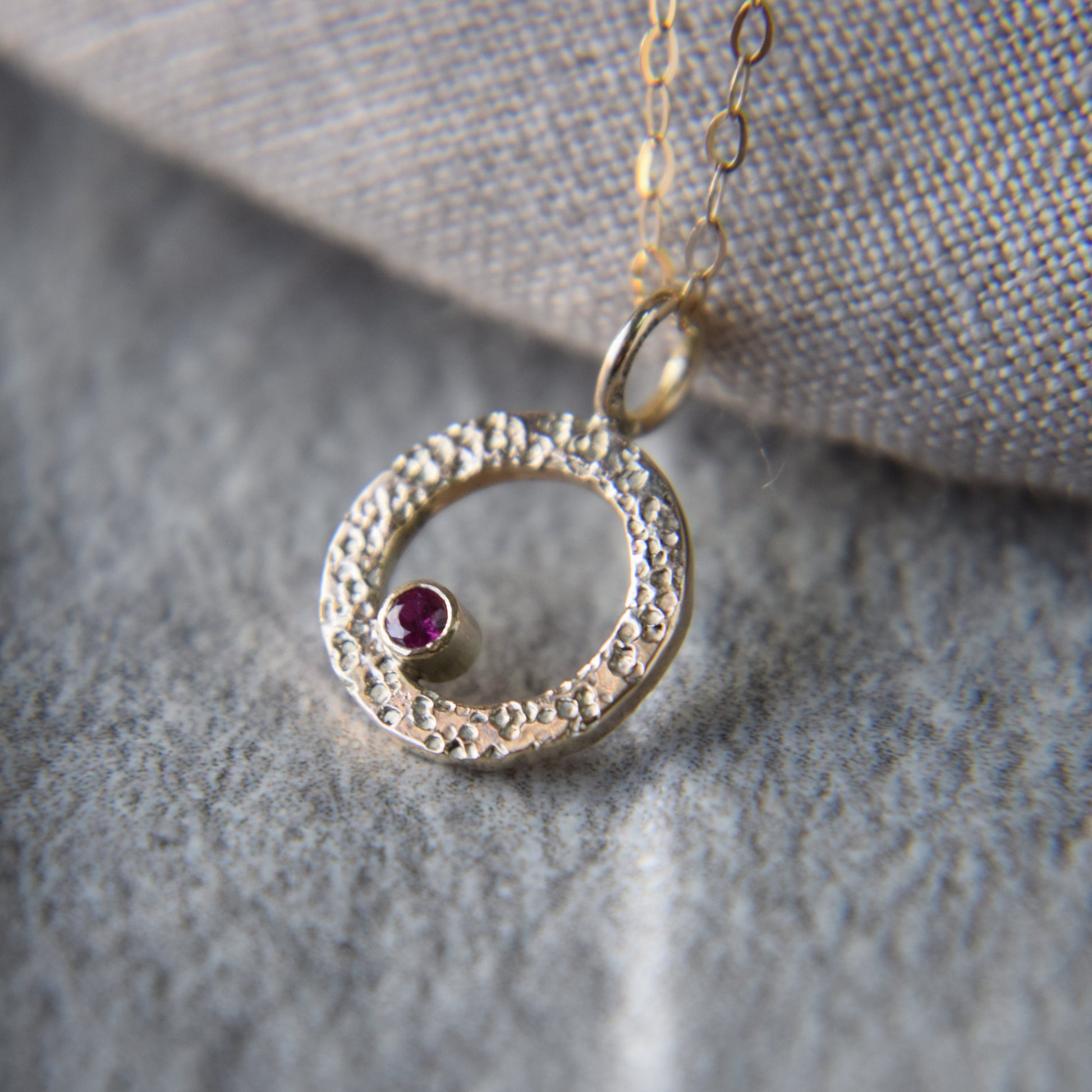 Gold & Ruby Pendant - Paisley Pins