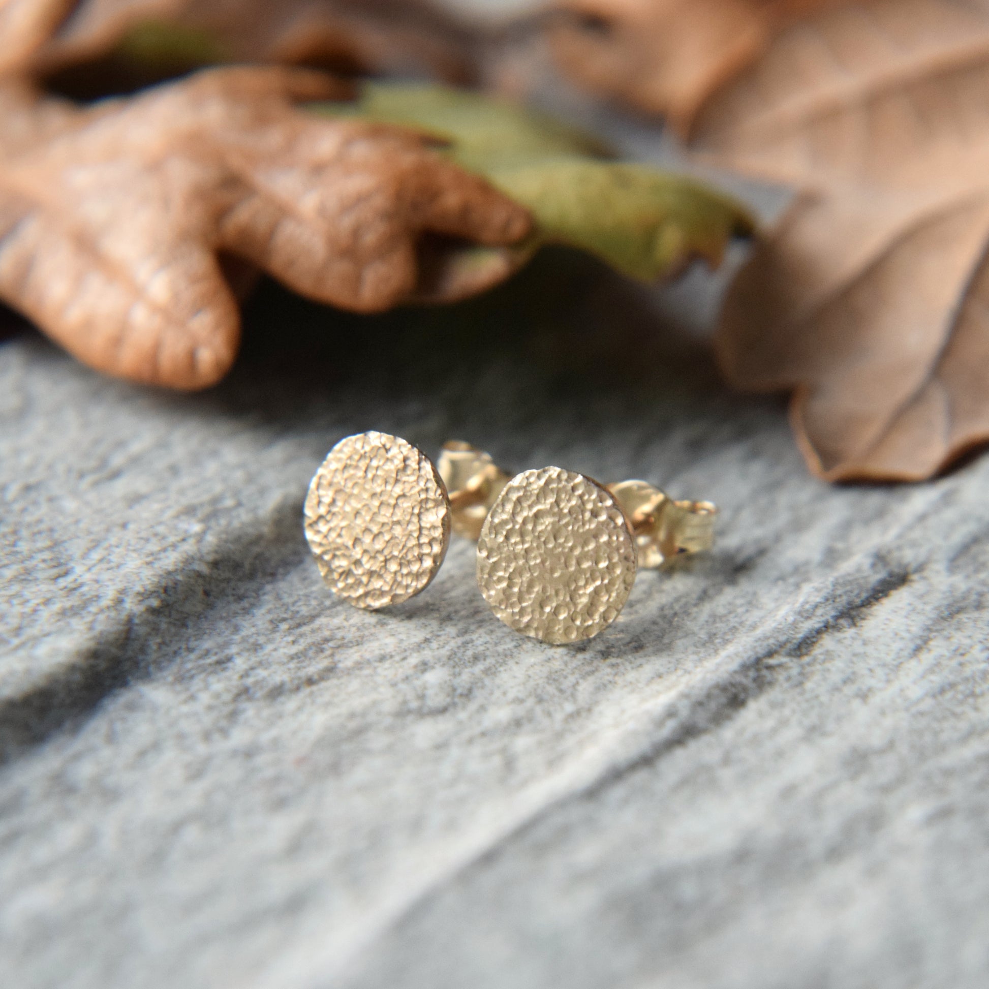 9ct Gold Textured Studs - Paisley Pins