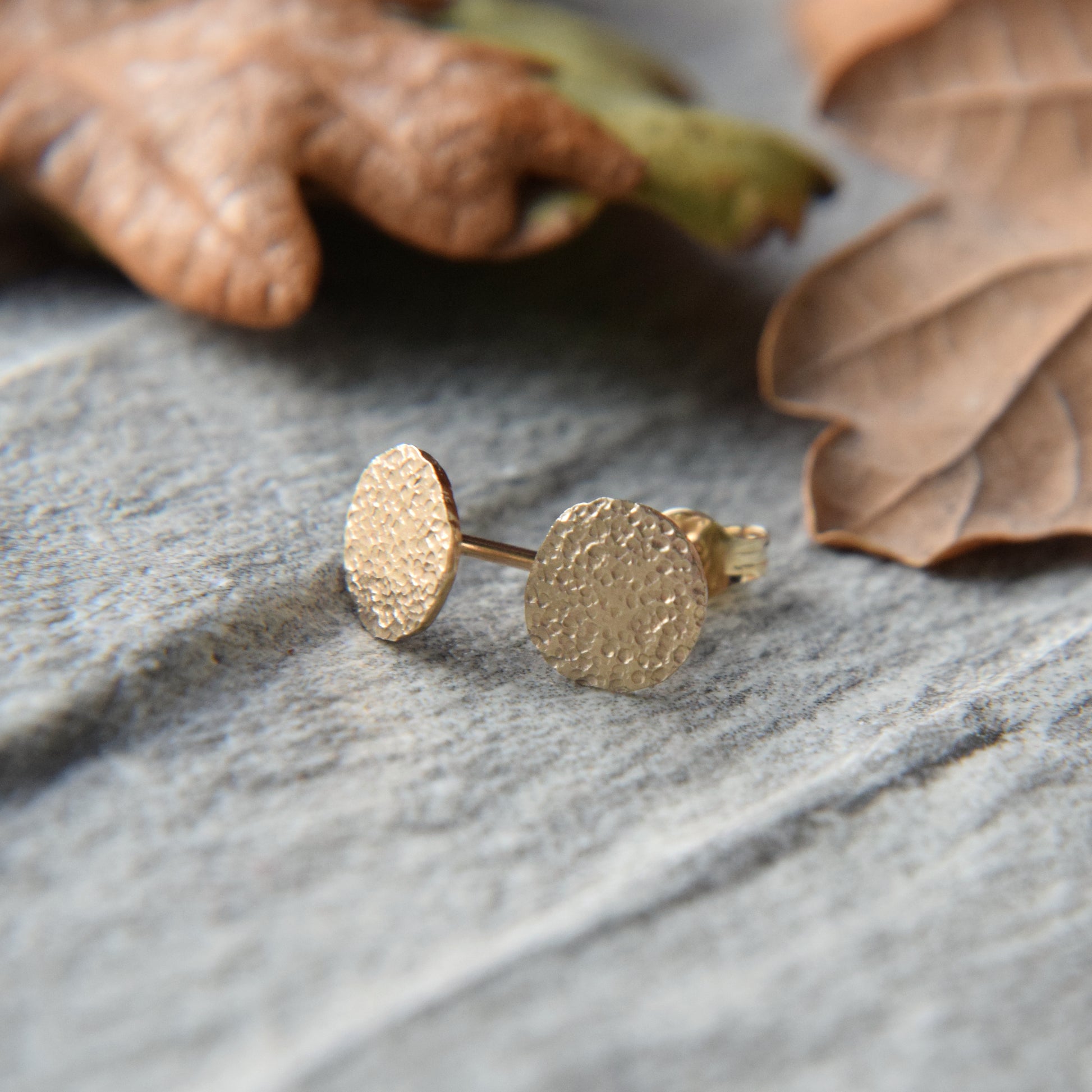 9ct Gold Textured Studs - Paisley Pins