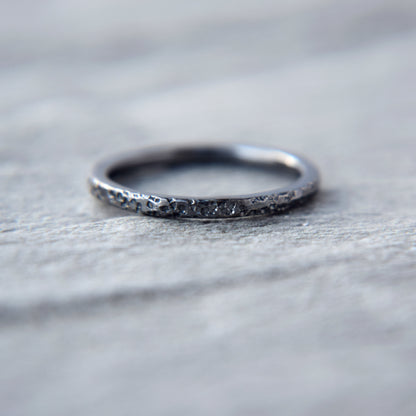 Oxidised Silver Lichen Stacking Ring - Paisley Pins