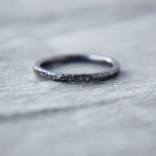 Oxidised Silver Lichen Stacking Ring - Paisley Pins