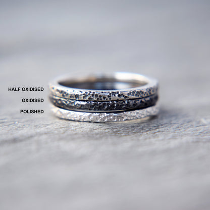 Silver Lichen Stacking Ring - Paisley Pins