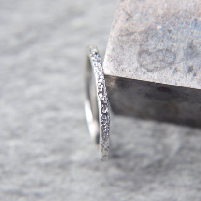 Silver Lichen Stacking Ring - Paisley Pins