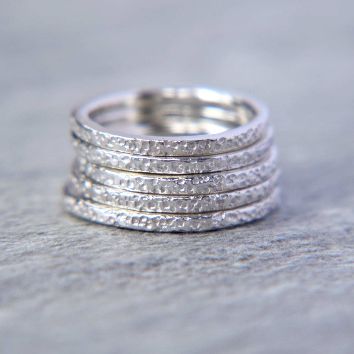 Silver Lichen Stacking Ring - Paisley Pins